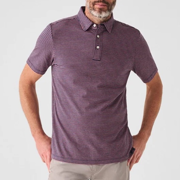 Faherty Other - Faherty Men’s Movement Short Sleeve Polo in Spring Storm Stripe Size XL